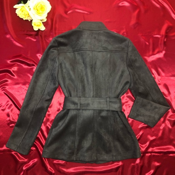 ⭐️NEW⭐️White House Black Market Faux Suede Safari Jacket With Removable Belt - Picture 6 of 11